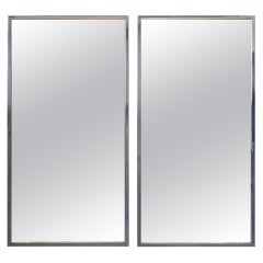 Large Midcentury Stainless Steel Framed Mirrors, a Pair