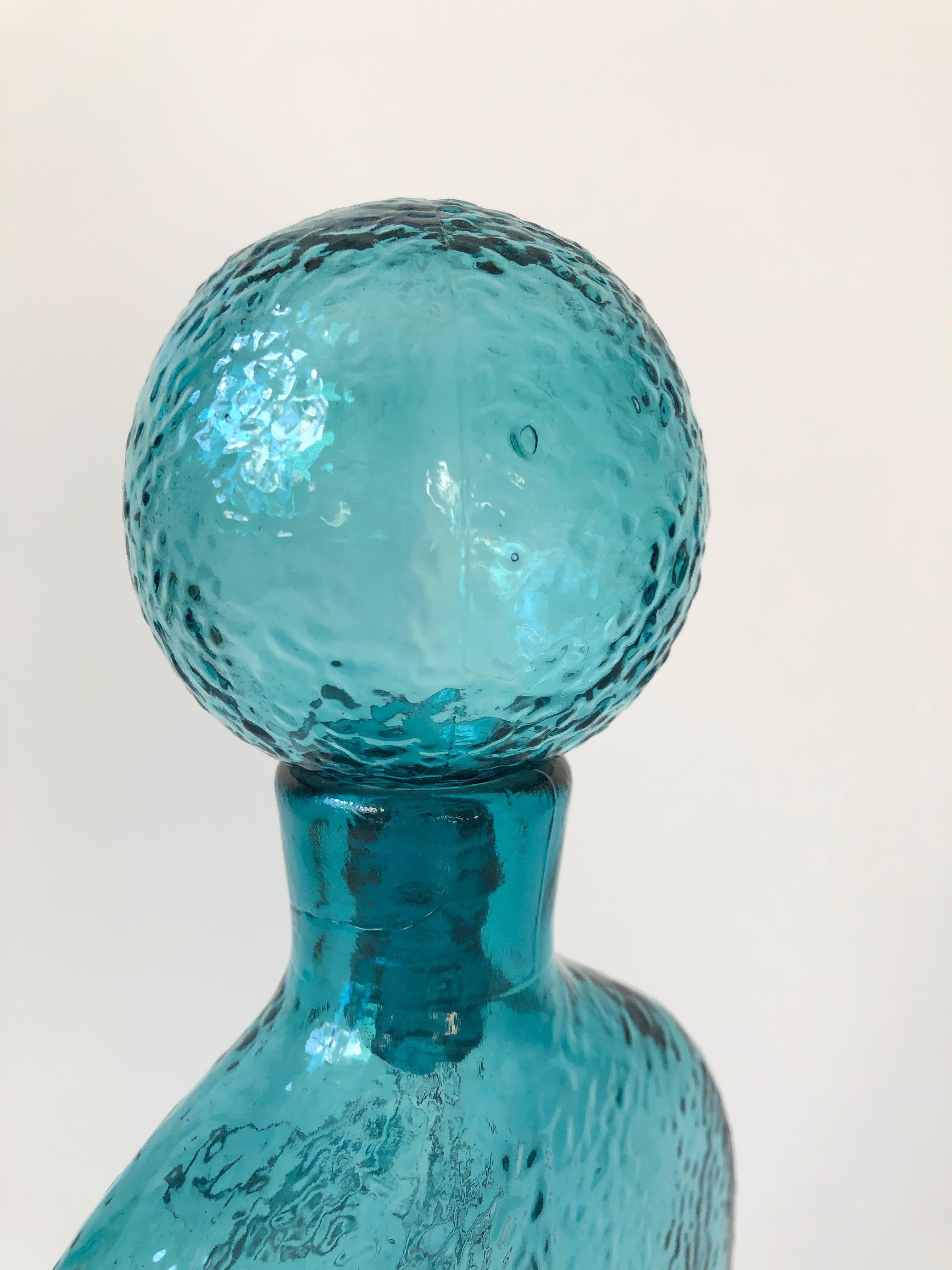 20th Century Large Mid Century Stelvia Italy Blue Glass Decanter by Wayne Husted