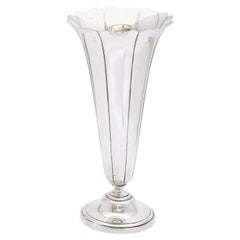 Large Mid-Century Sterling Silver Flower Vase By Tuttle