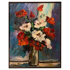 Large Midcentury Still Life, Expressionist Oil Painting, Irene Smoller