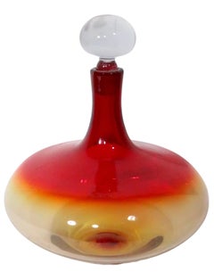 Large Mid Century Stoppered Art Glass Bottle att. to Joel Myers for Blenko