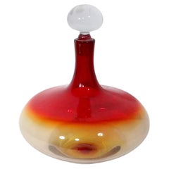 Large Mid Century Stoppered Art Glass Bottle att. to Joel Myers for Blenko