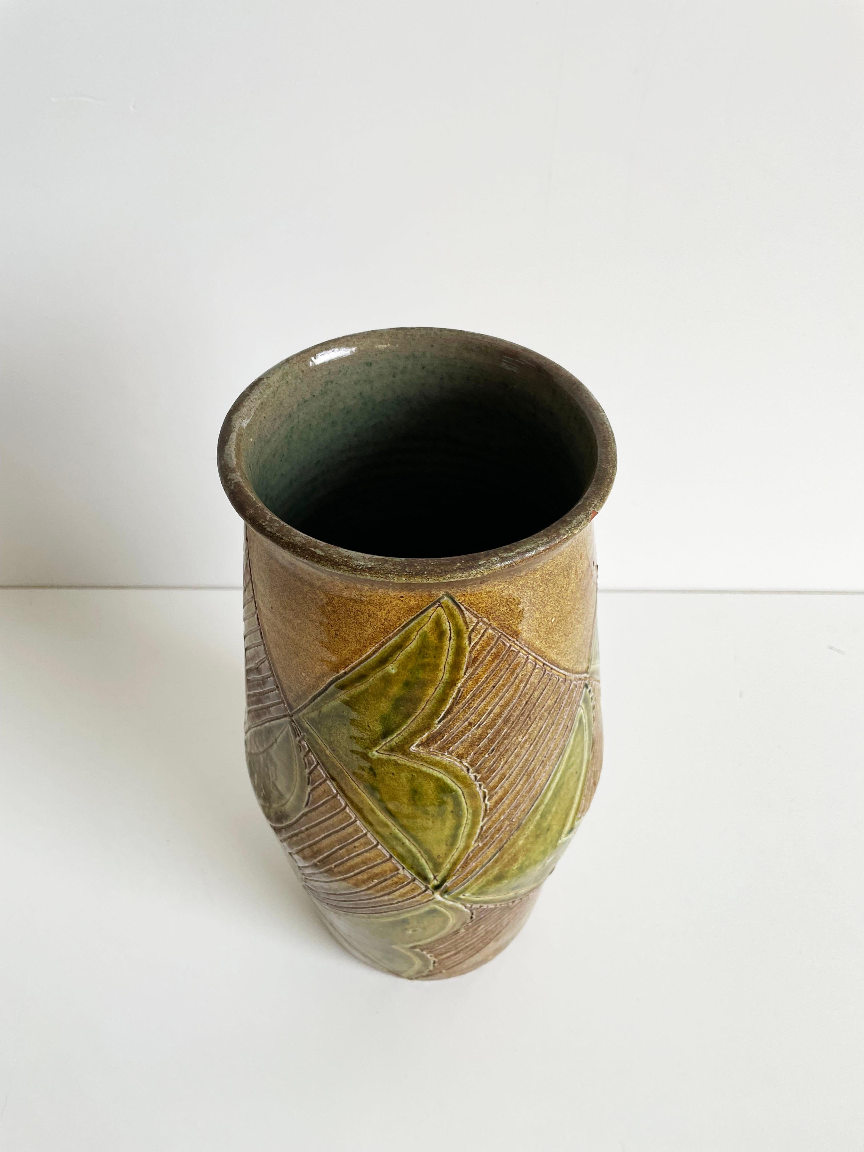 Large Mid-Century Studio Pottery Glazed Ceramic Vase, 1960s 1