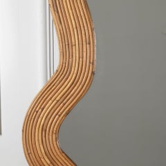 Large Mid-Century Style Bamboo Mirror