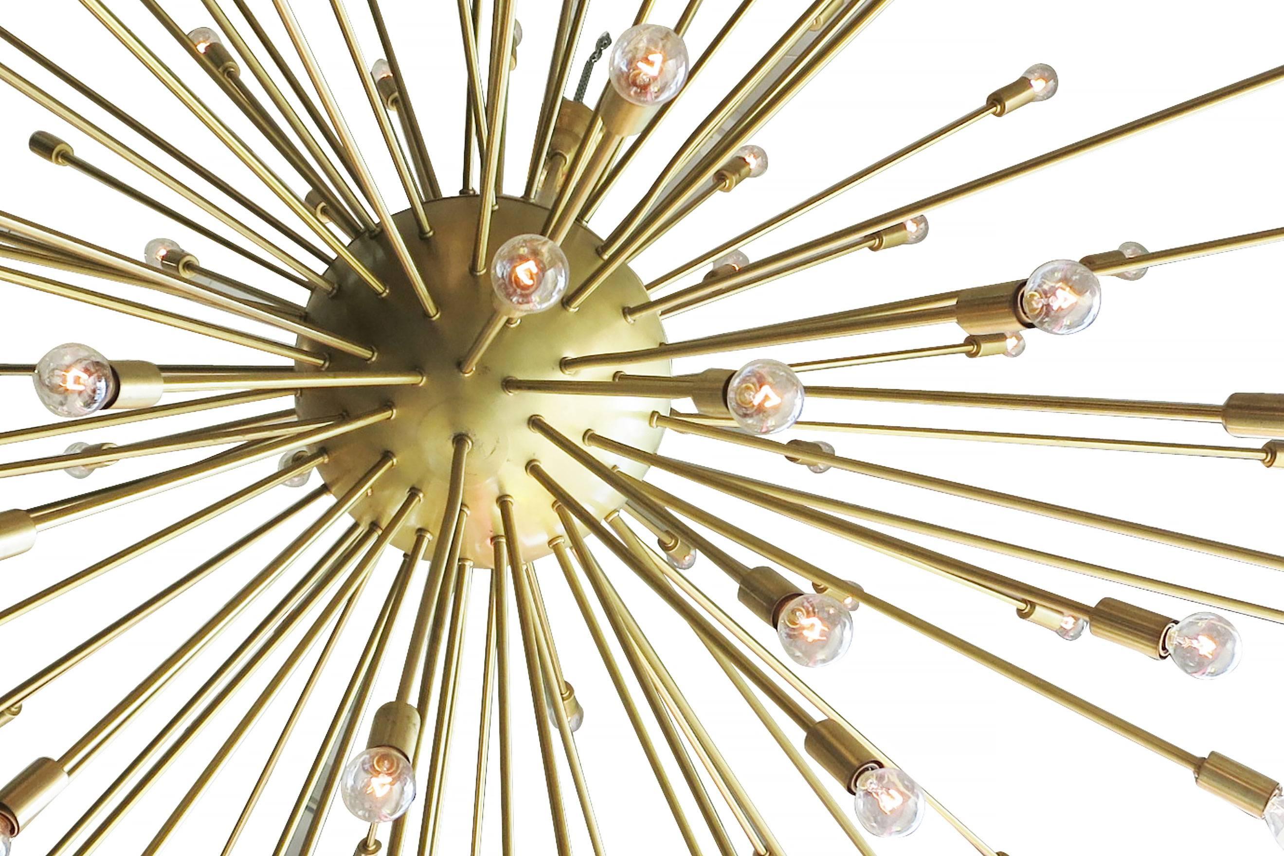 Contemporary Large Midcentury Style Sputnik Chandelier in Brass  