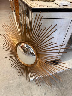 Large mid century sun mirror , chaty Vallauris , convex mirror