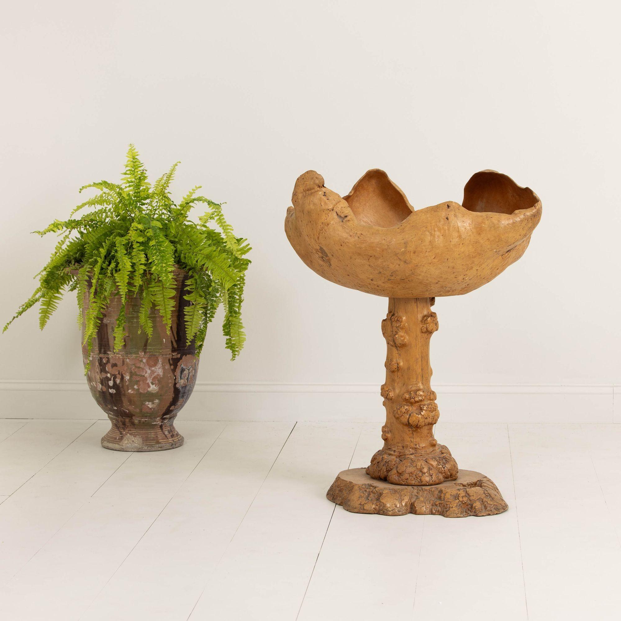 A large mid 20th century birch and pine root bowl on a base from northern Sweden, c. 1950. A highly decorative and sculptural piece.