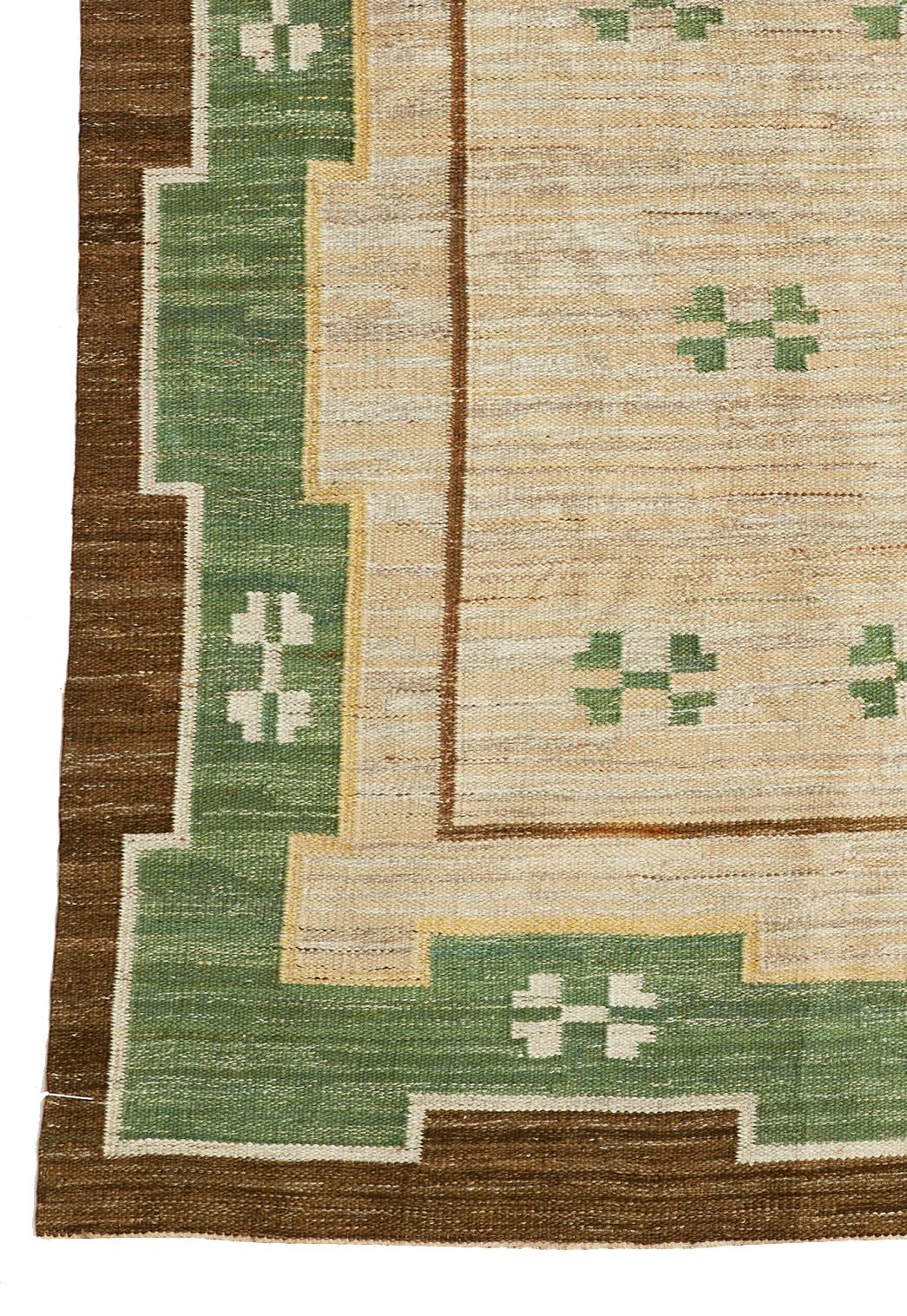 Scandinavian Modern Large Midcentury Swedish Flat-Weave Carpet, 1950s