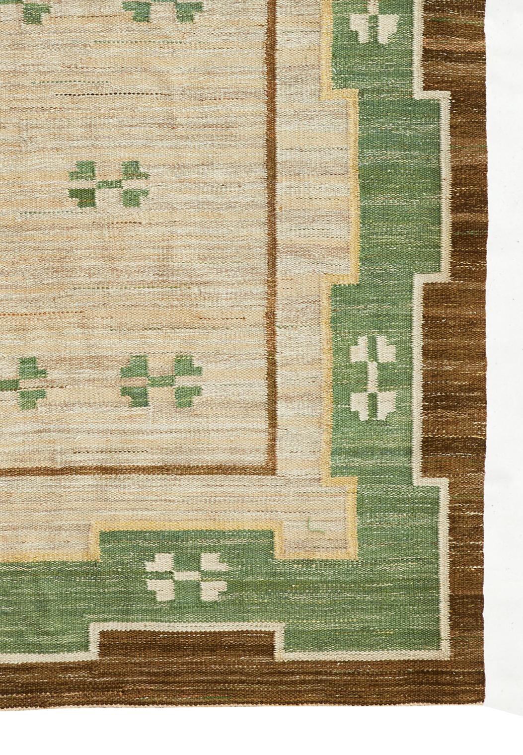 Mid-20th Century Large Midcentury Swedish Flat-Weave Carpet, 1950s