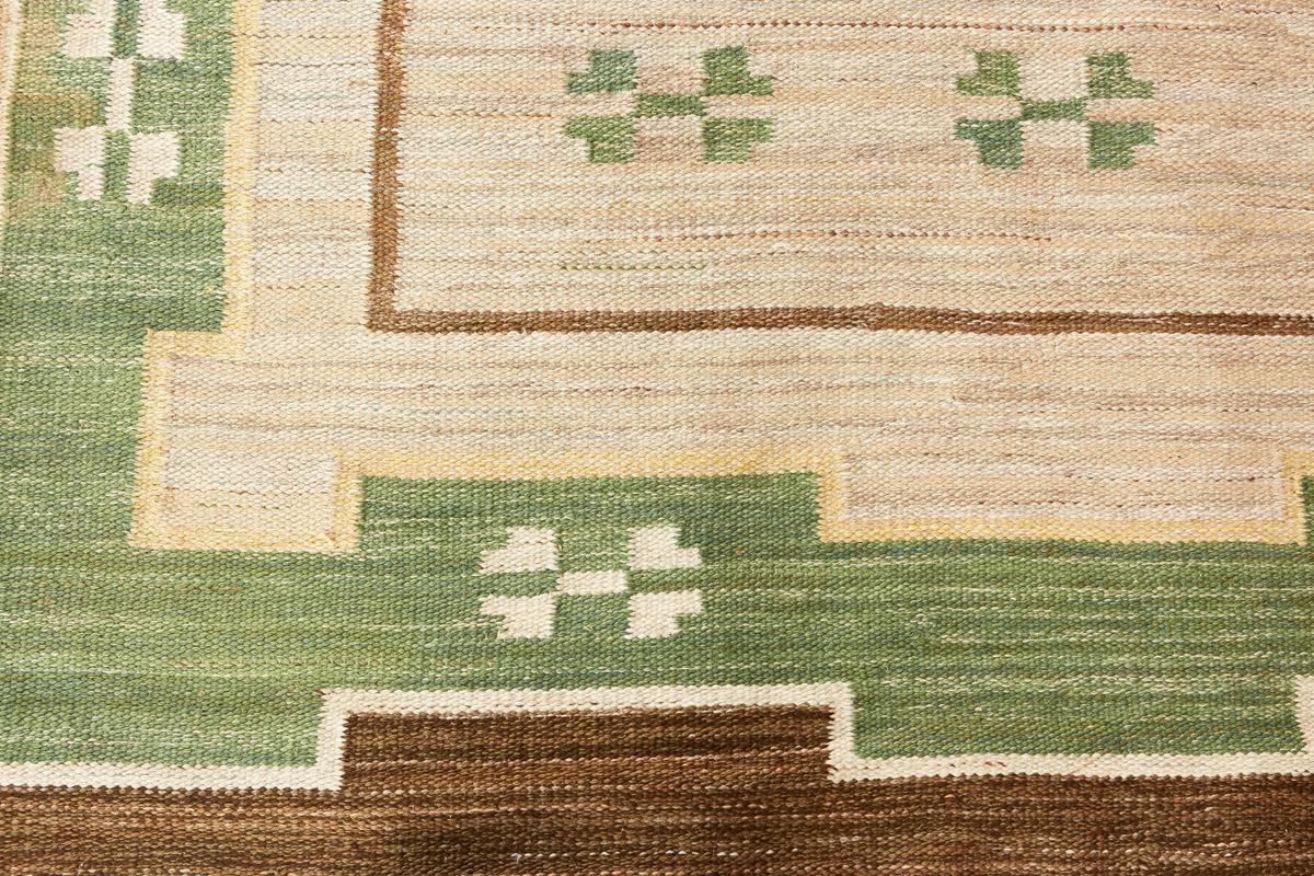 Wool Large Midcentury Swedish Flat-Weave Carpet, 1950s