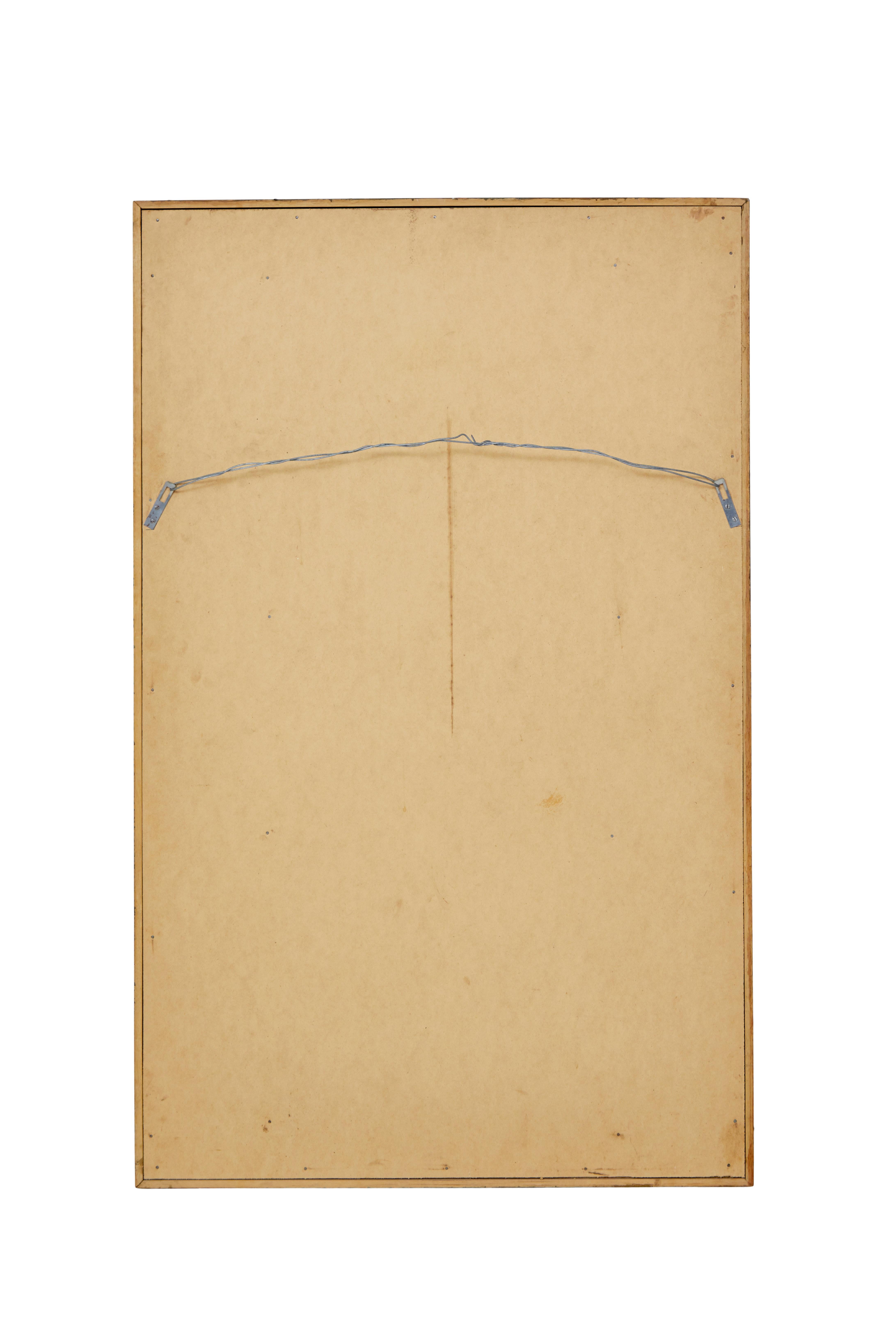 Gran espejo sueco de arlequín de mediados de siglo, circa 1950.

Espejo de pared sueco de buena calidad de los años 50, de fuerte influencia art déco.

Marco moldeado de haya maciza con paneles de espejo de corte triangular a ambos lados contra un