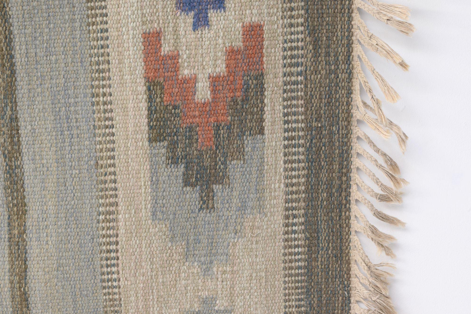 Kilim sueco grande de mediados de siglo Lana en venta