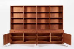 Large Mid Century Swedish Teak Wood Bookshelf Wall Unit by Bodafors