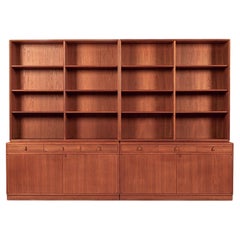 Grande libreria a muro in legno di teak svedese del Mid Century di Bodafors