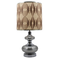 Large Mid-Century Table Lamp, Chrome & Brushed Aluminum, France, 1960s