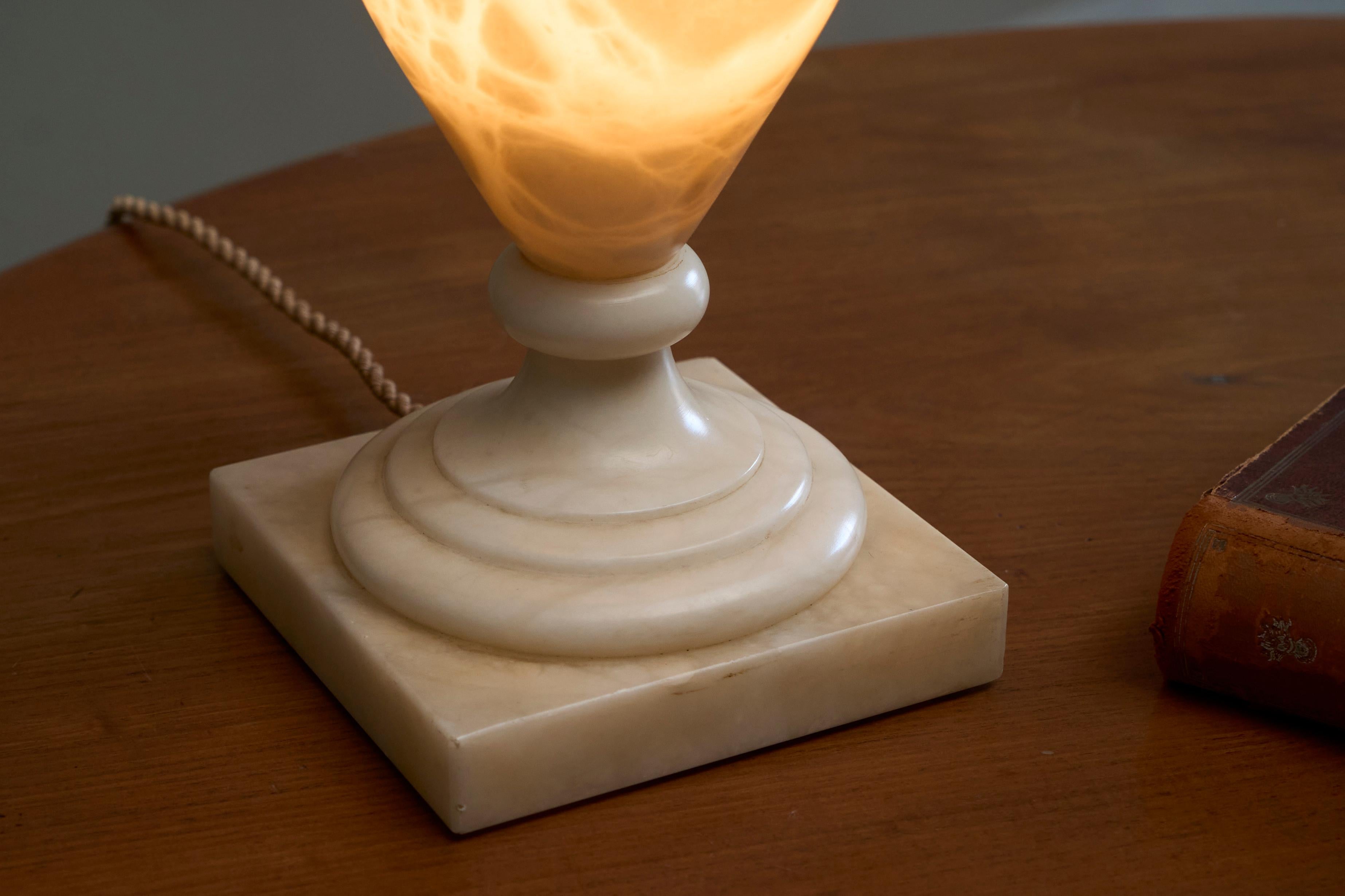 Gran Lámpara de Sobremesa de Alabastro España Años 70 en venta 4