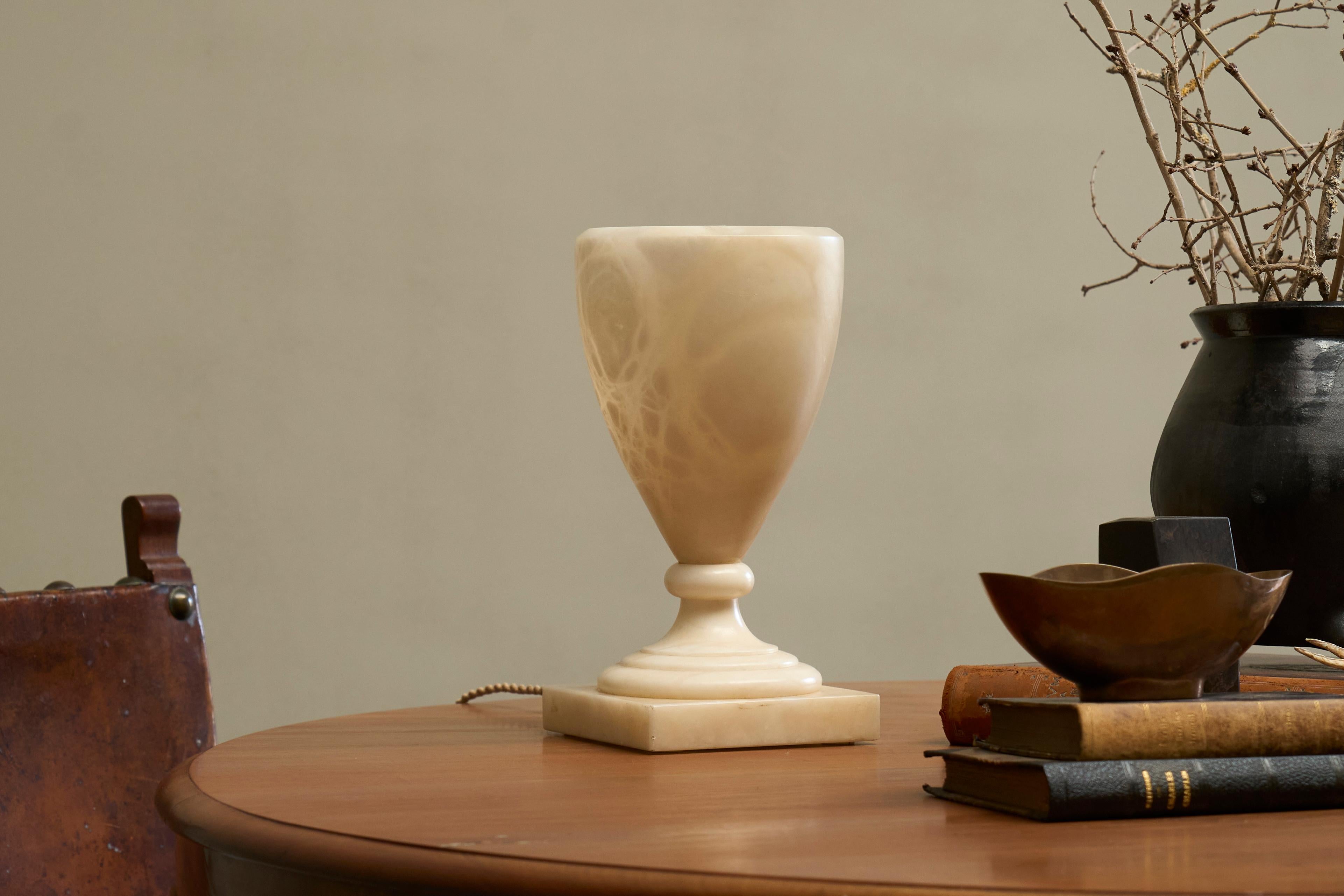 Gran Lámpara de Sobremesa de Alabastro España Años 70 Español en venta