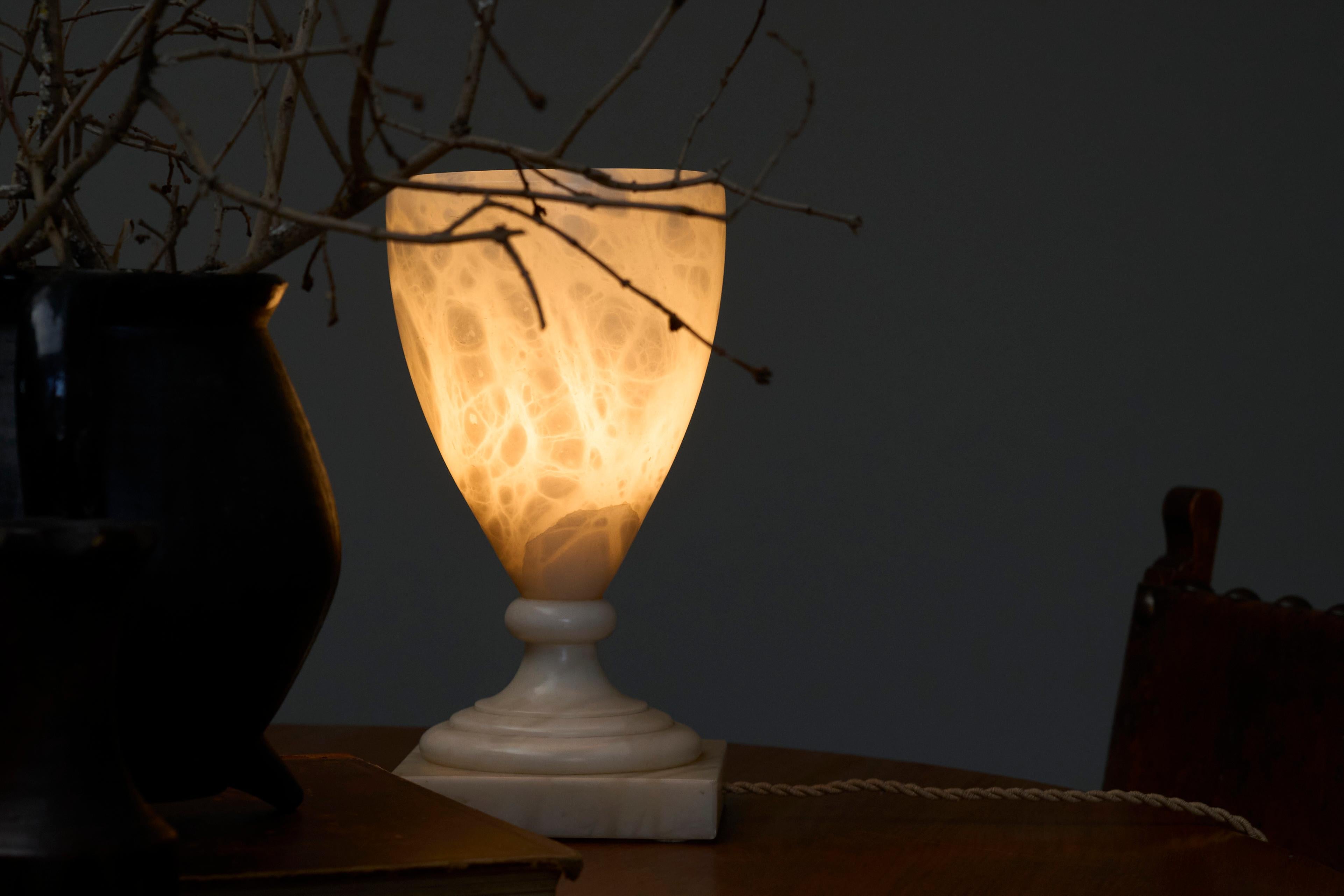 Gran Lámpara de Sobremesa de Alabastro España Años 70 en venta 1