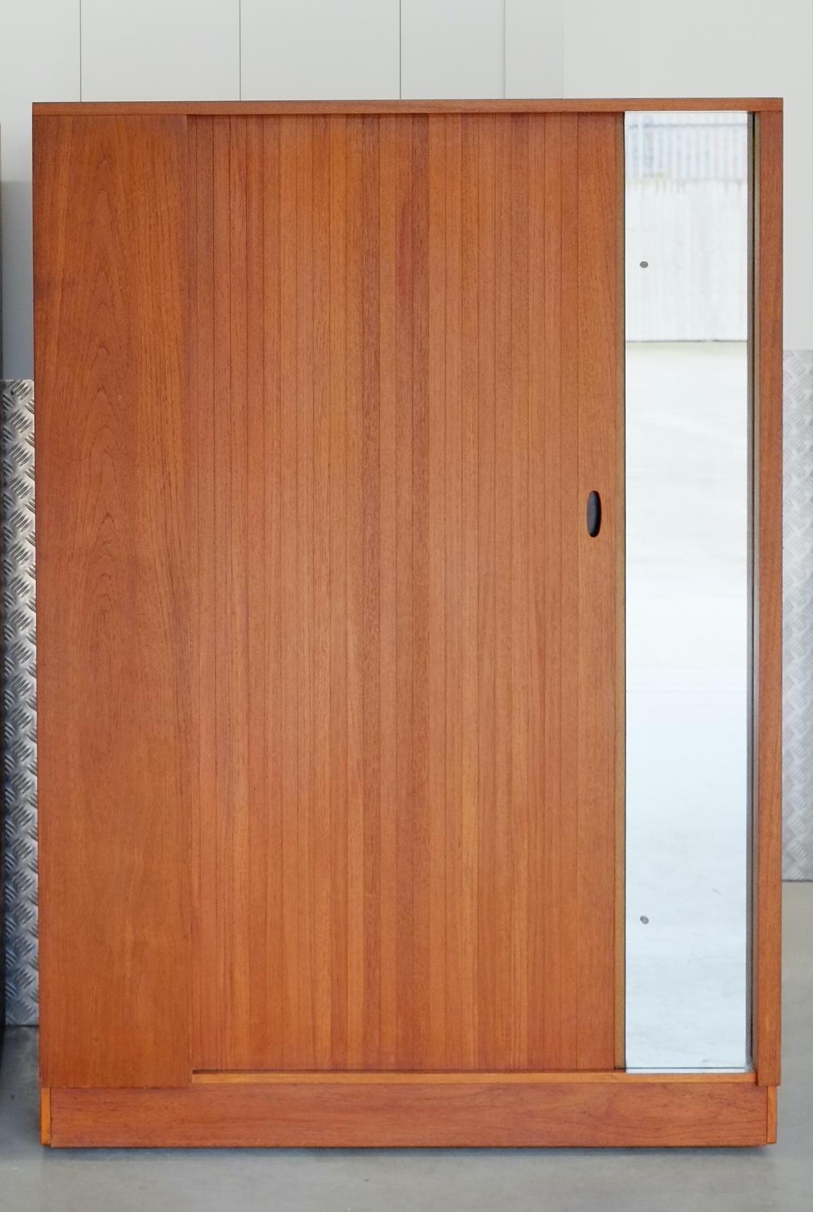 Large Mid Century Tambour Door Wardrobe England C1960 - Pair Available 2