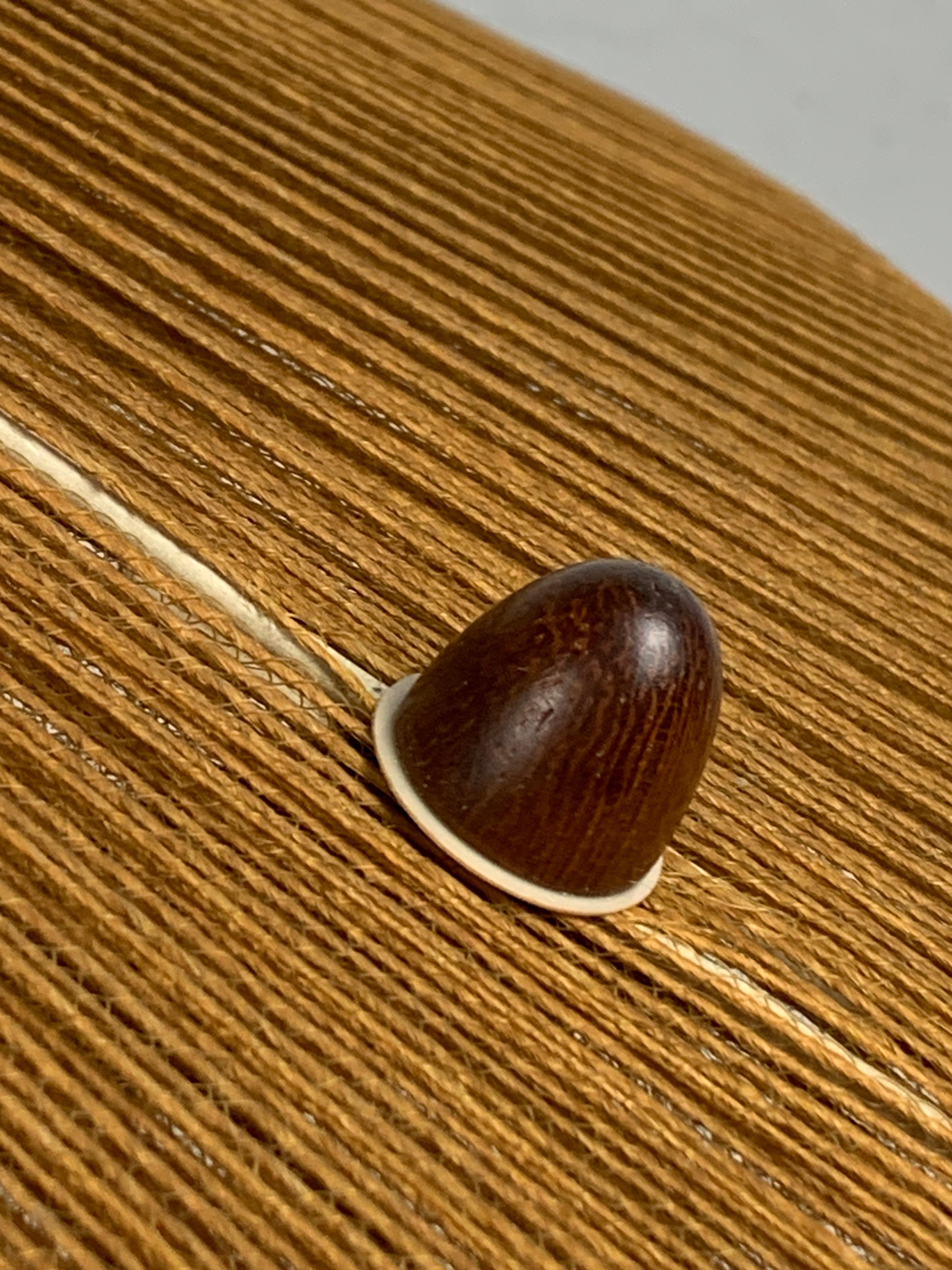 Large Mid-Century Teak and Sisal Cord Hanging Pendant Lamp attributed to Temde L In Good Condition In Zaandam, NL