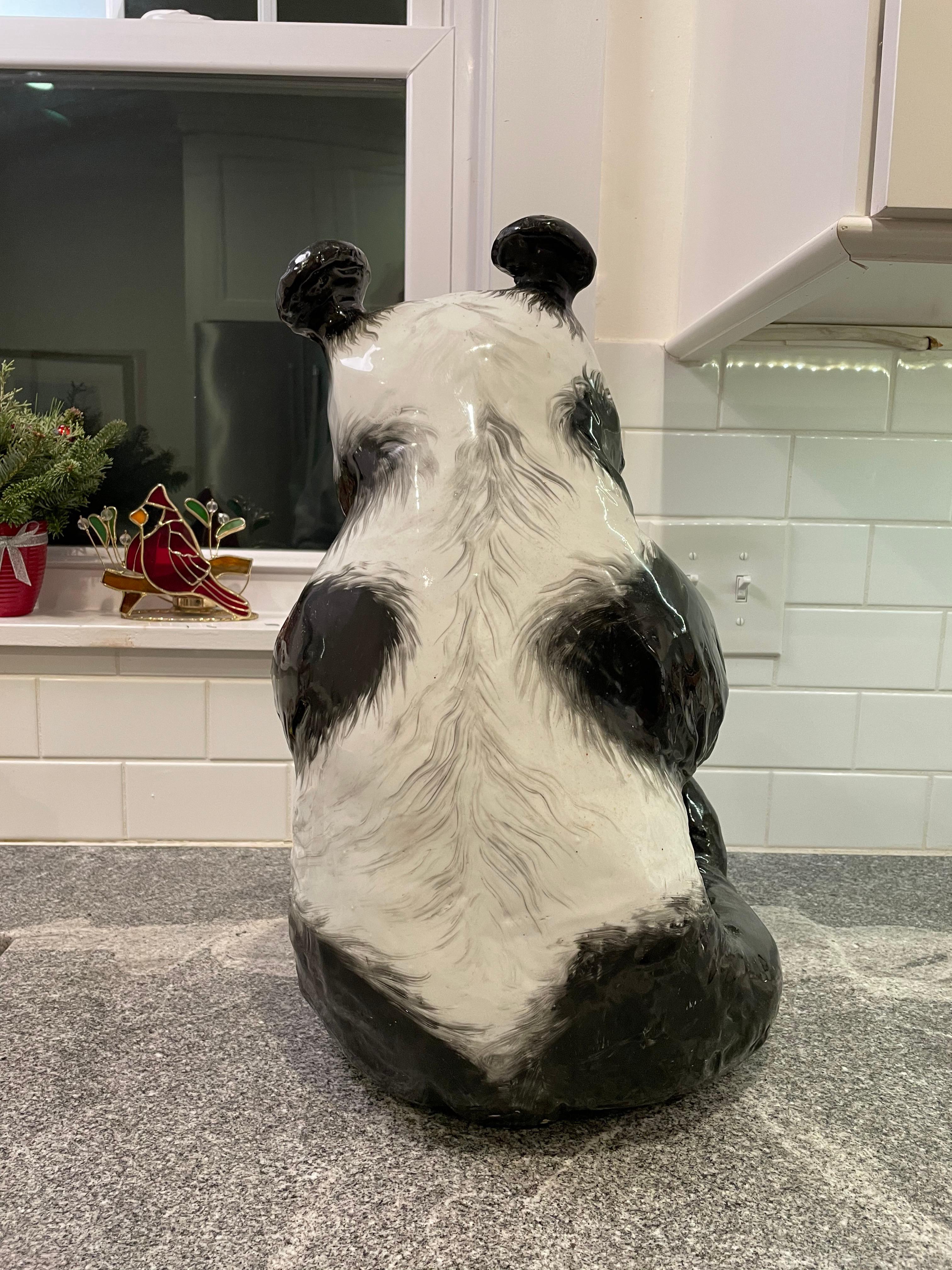 Mid-Century moderno Grande orso panda in terracotta della metà del secolo scorso in vendita