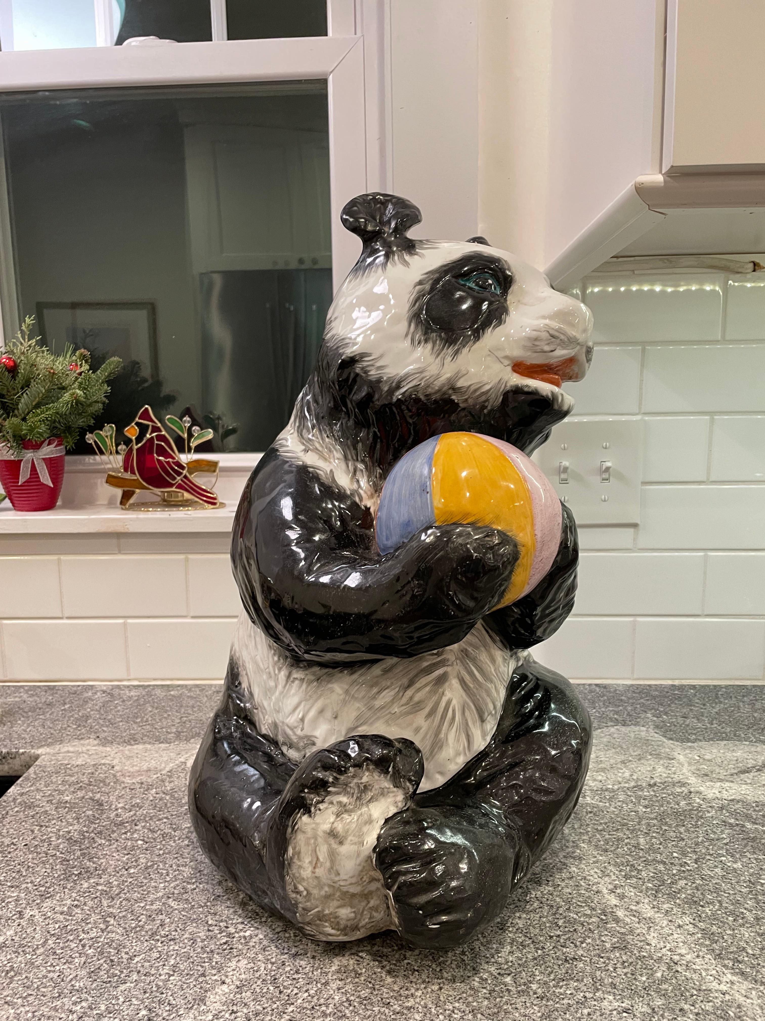 Mid-Century Modern Large Mid-Century Terracotta Panda Bear For Sale