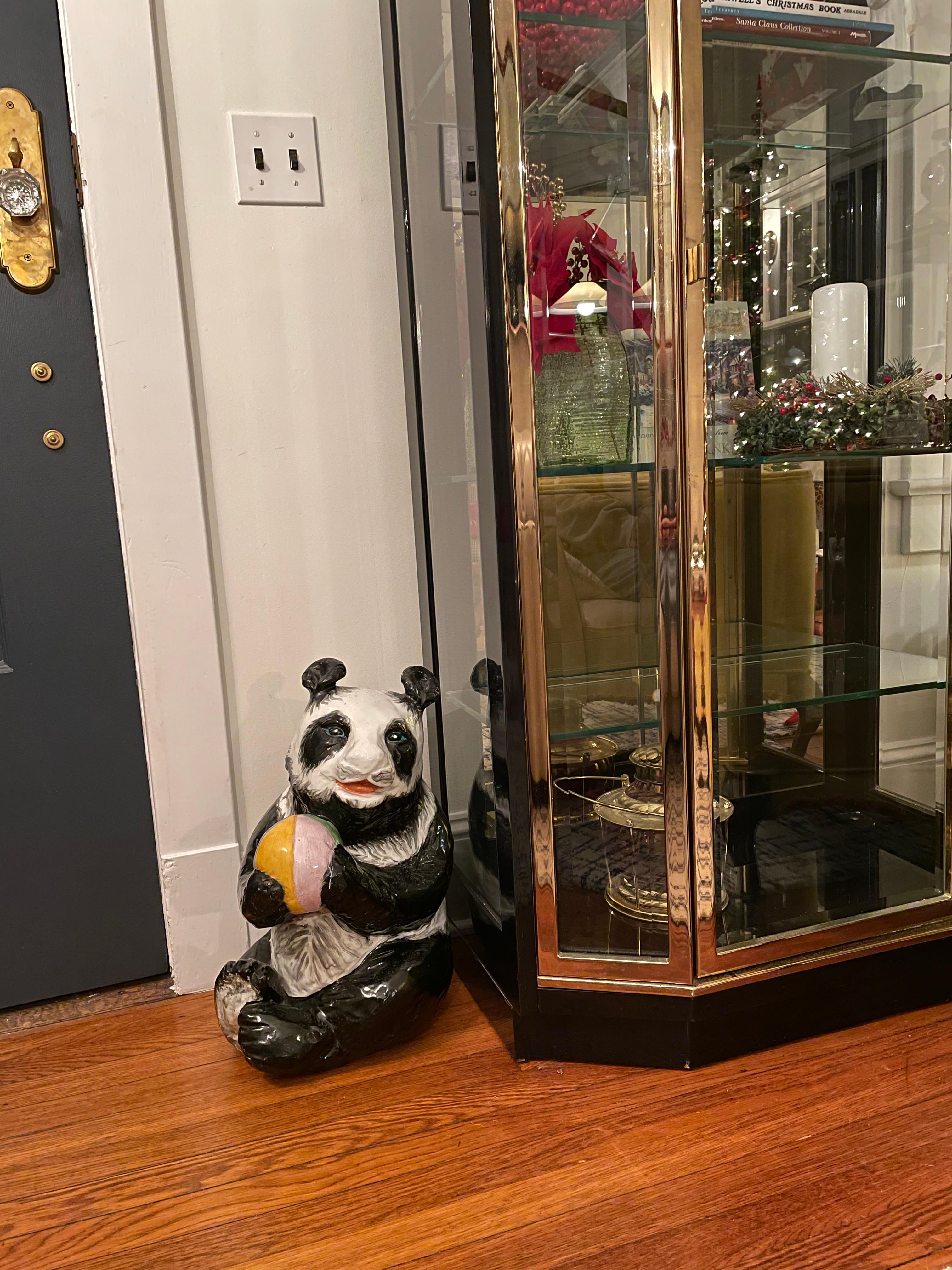 Large Mid-Century Terracotta Panda Bear In Good Condition For Sale In W Allenhurst, NJ