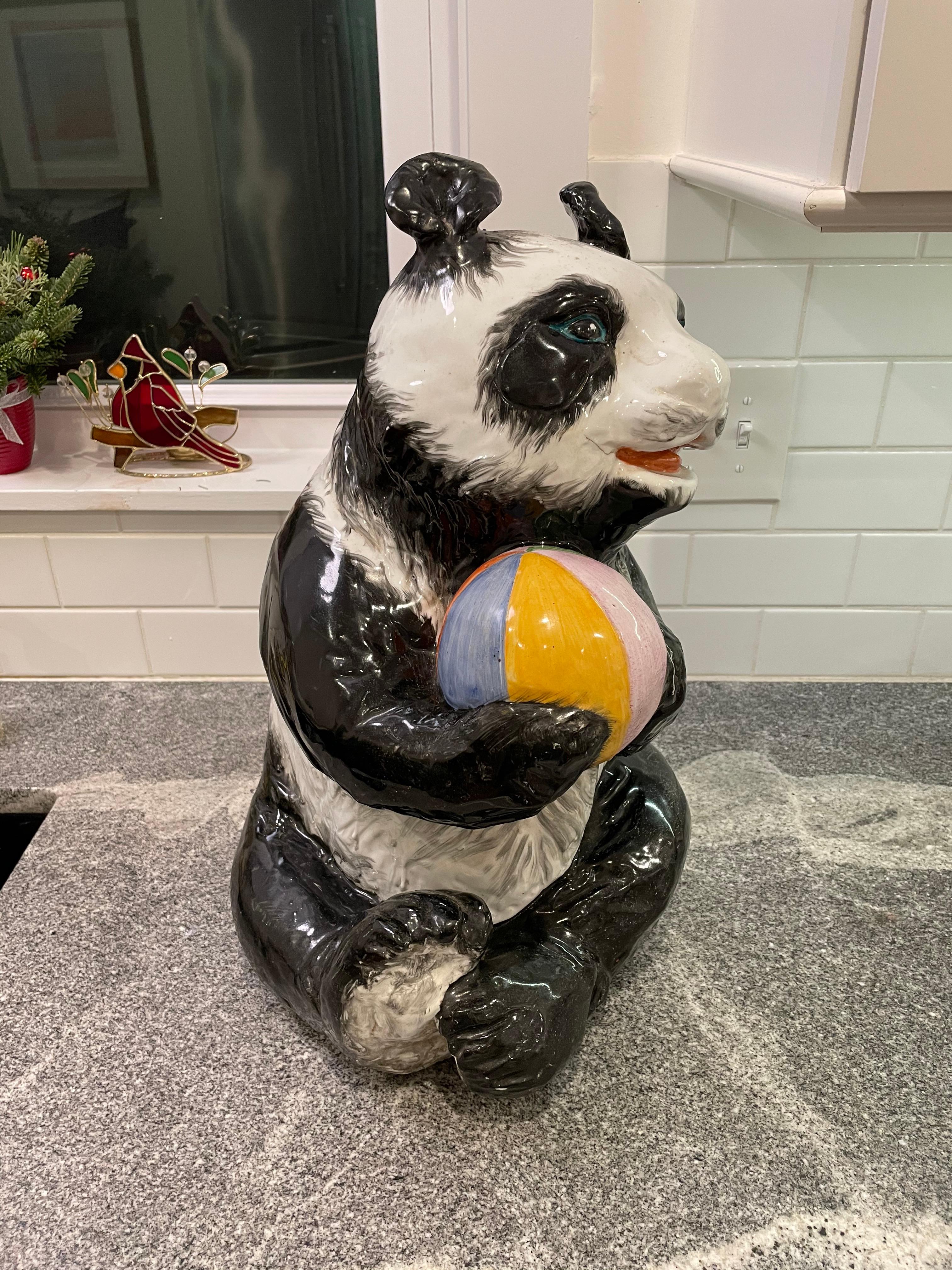 Grande orso panda in terracotta della metà del secolo scorso in vendita 1
