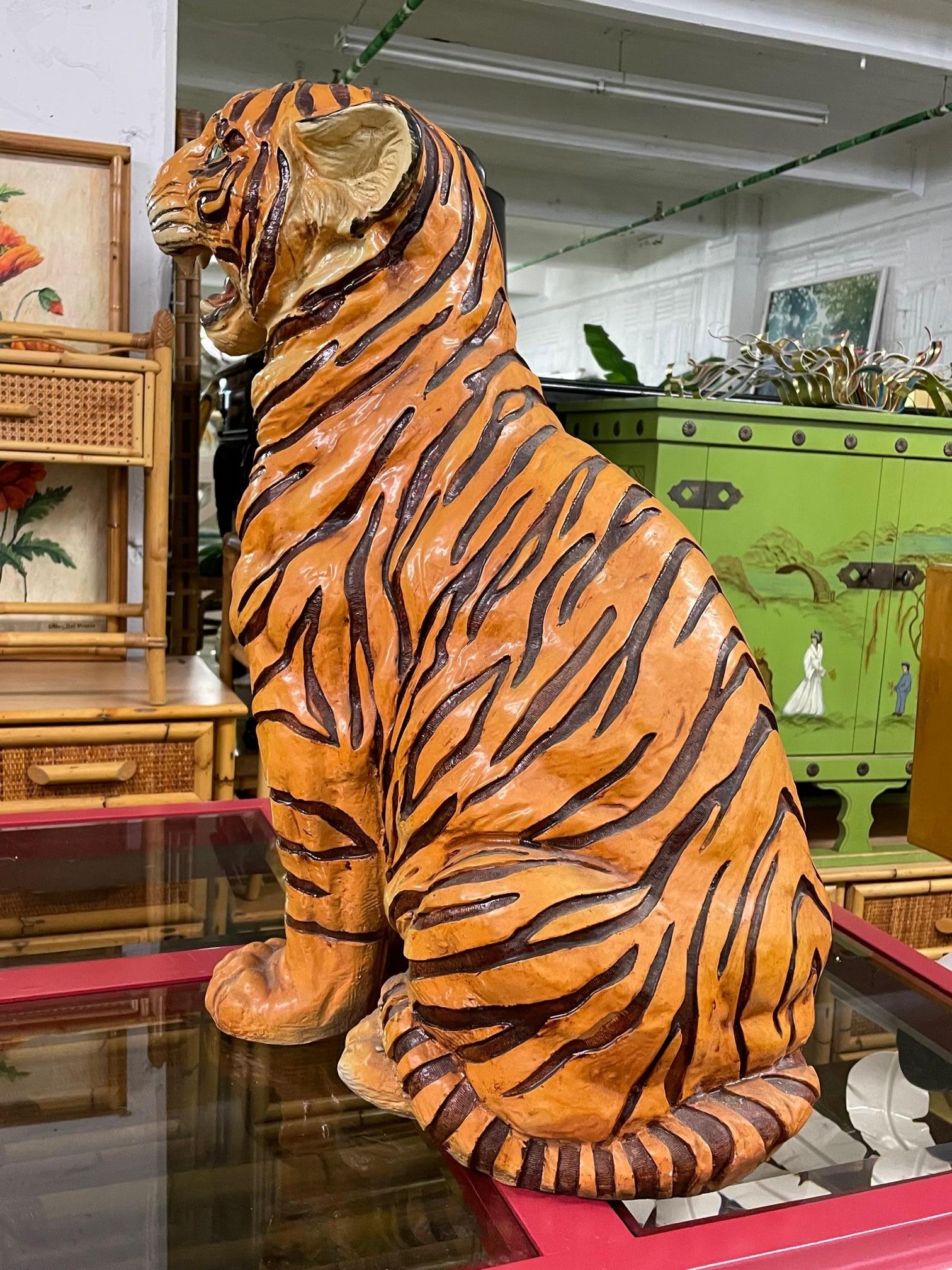 Large Mid-Century Tiger Statue In Good Condition In Jacksonville, FL