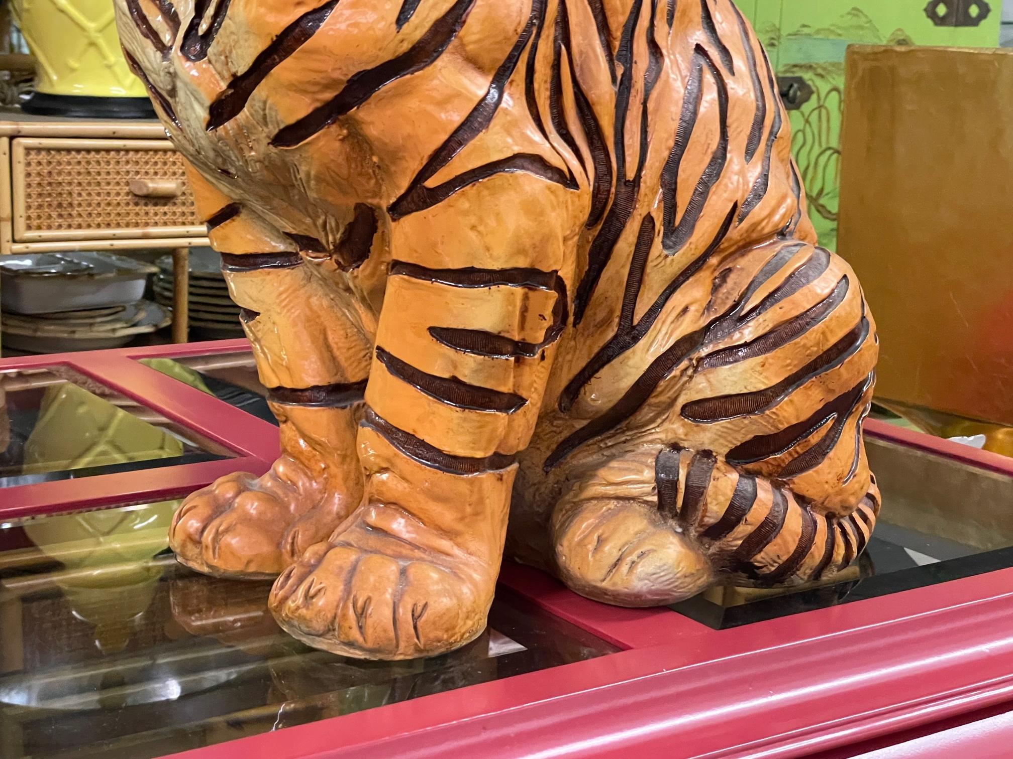 Late 20th Century Large Mid-Century Tiger Statue