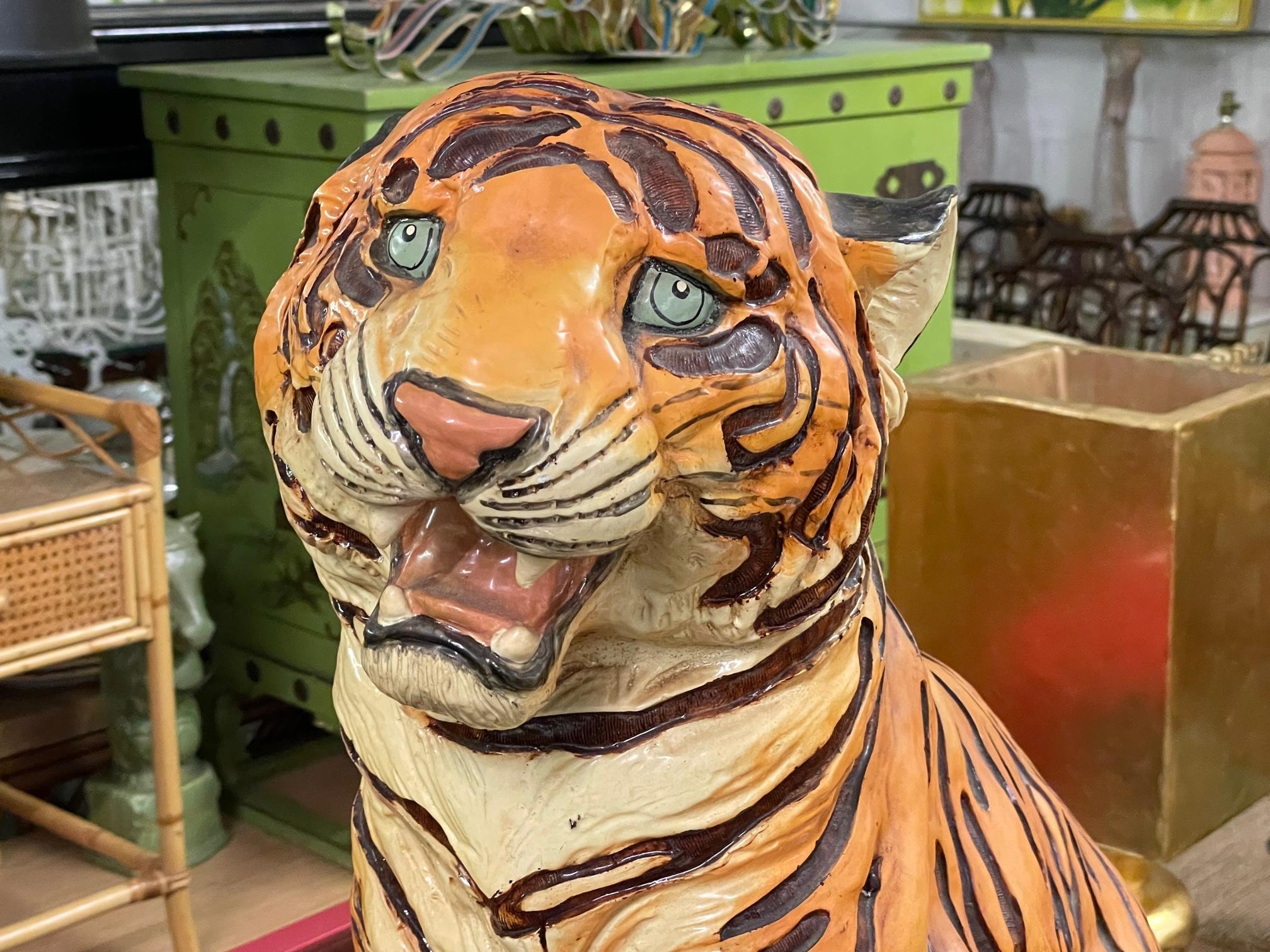Resin Large Mid-Century Tiger Statue