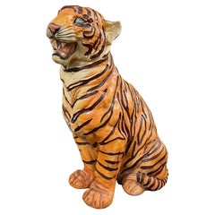 Retro Large Mid-Century Tiger Statue