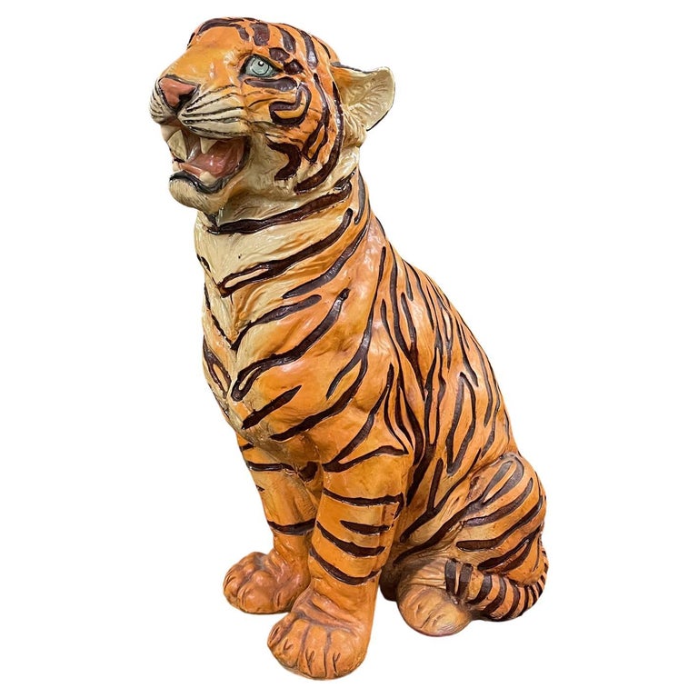 Large MidCentury Tiger Statue at 1stDibs
