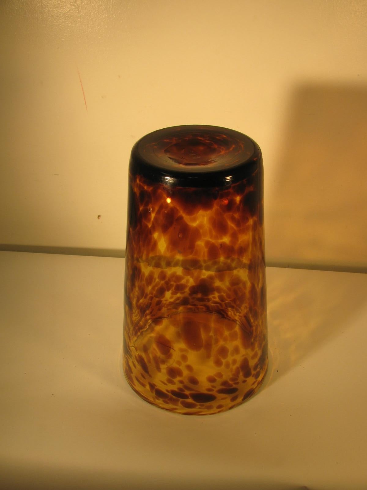Art Glass Large Midcentury Tortoiseshell Murano Vase