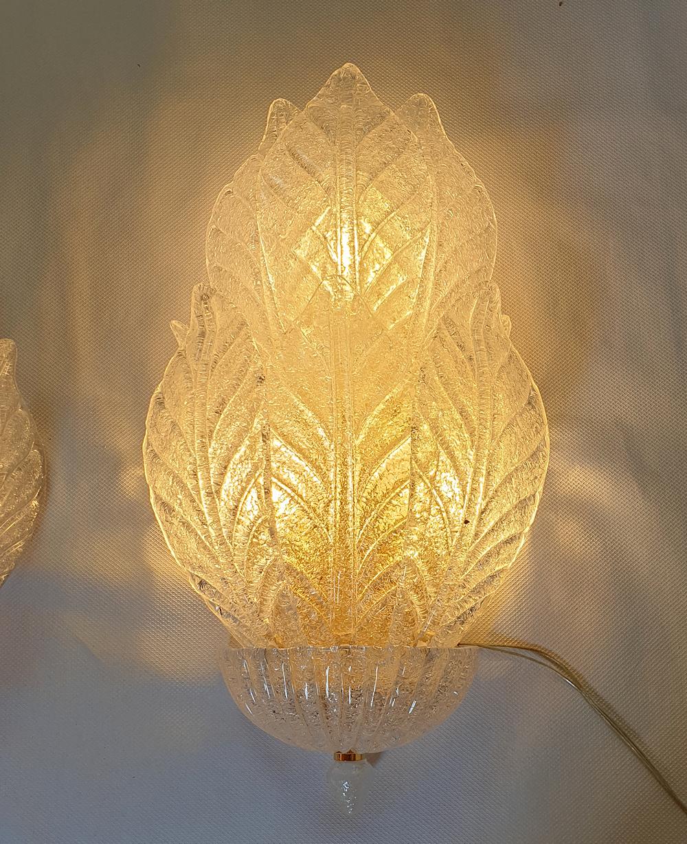 Mid Century Modern Murano Glass Large Sconces  In Excellent Condition In Dallas, TX
