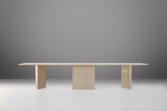 Large mid-century travertine console table