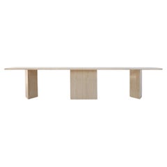Large mid-century travertine console table
