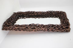 Large Mid-Century Tropical Wood Wall or Floor Mirror