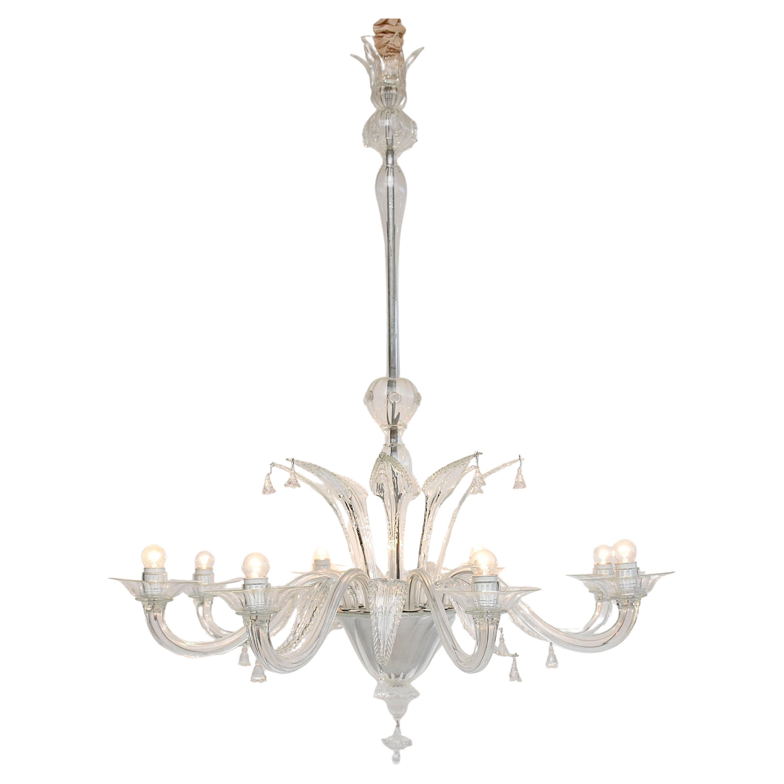 Large mid-century Venetian Murano chandelier, Italian glass