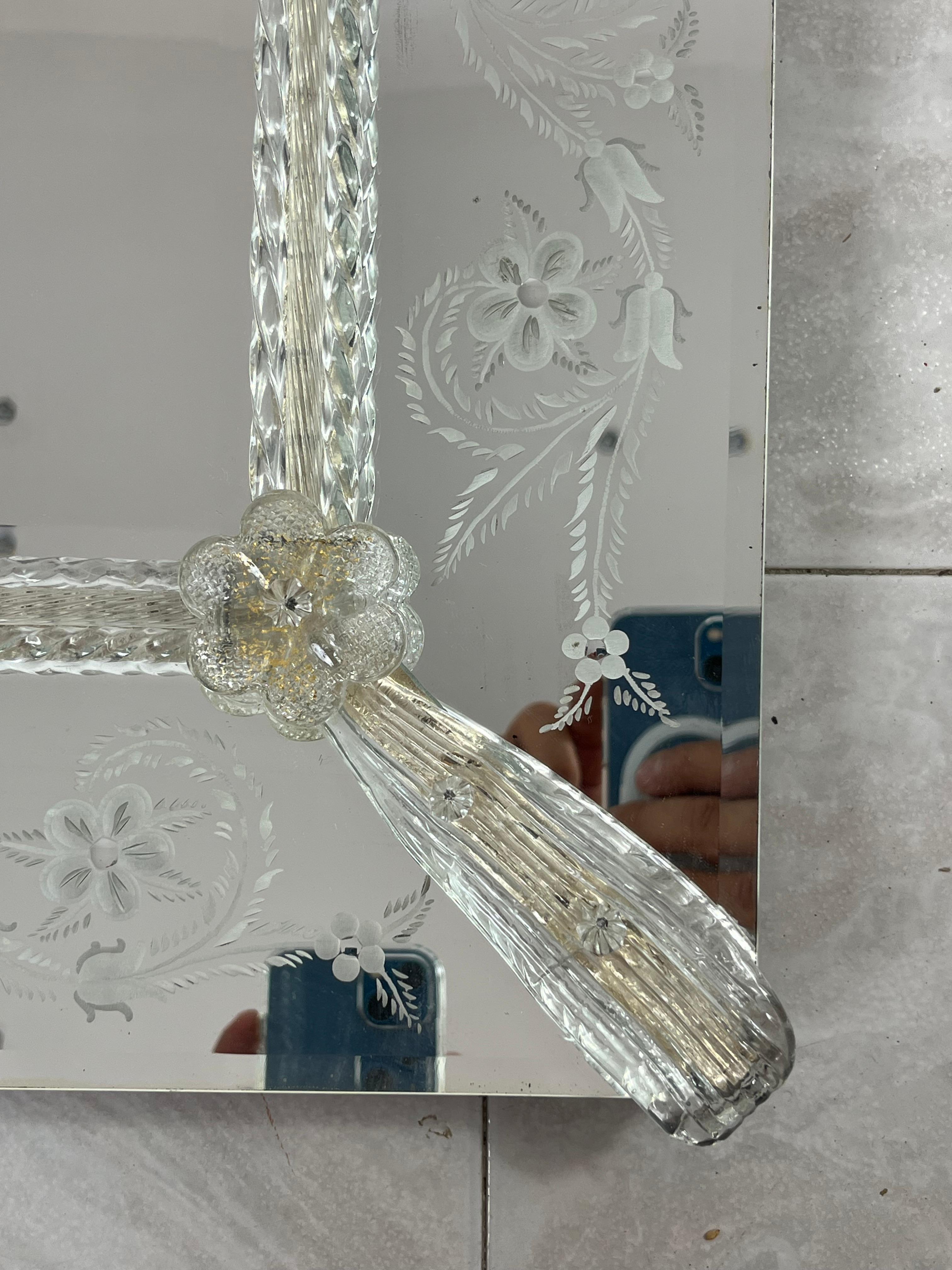 Großer venezianischer Murano-Glasspiegel aus der Mitte des Jahrhunderts von Ercole Barovier (Spiegel)