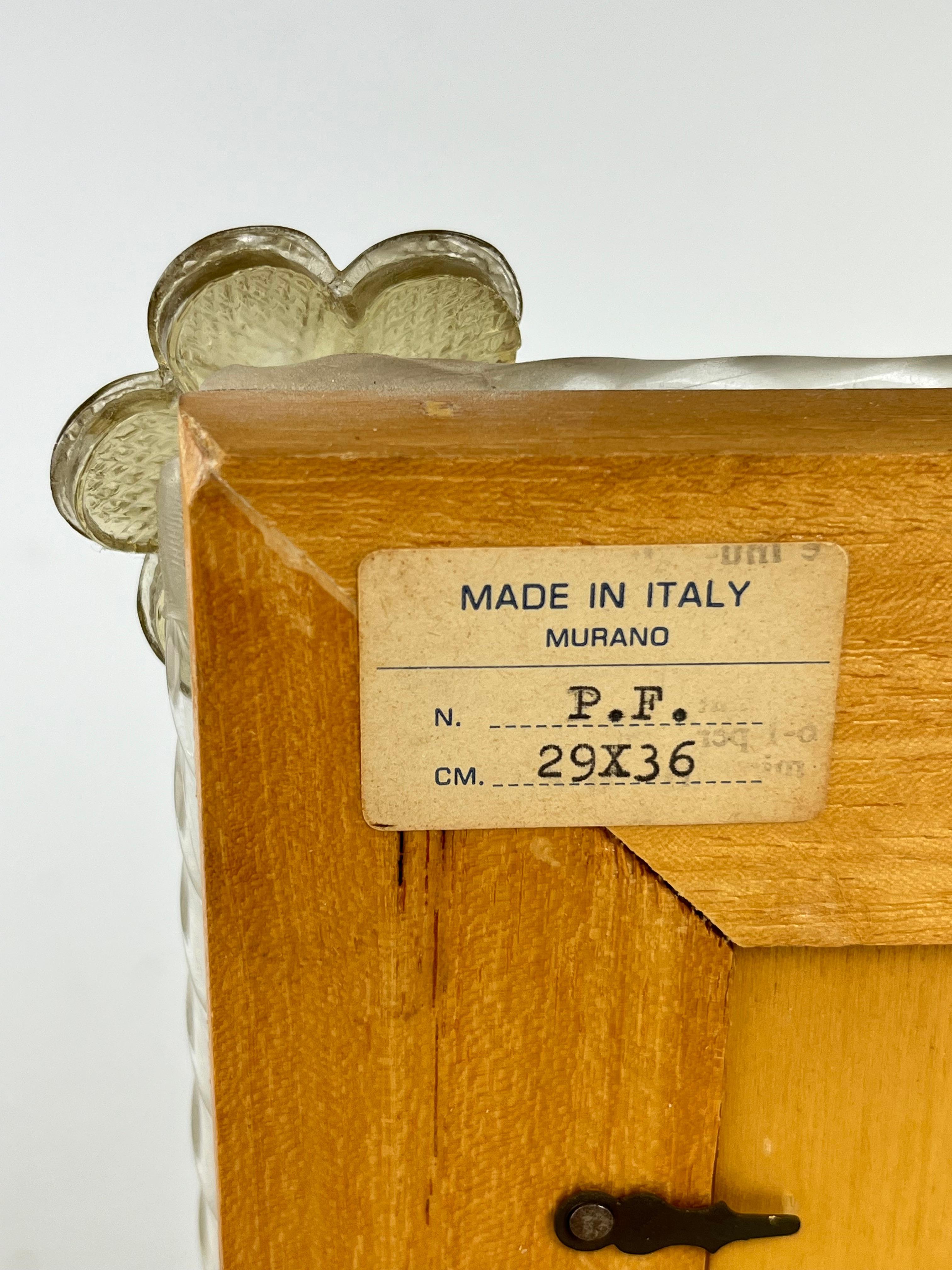 Large Mid-Century Venetian Murano Glass Photo Frame 1950s For Sale 7
