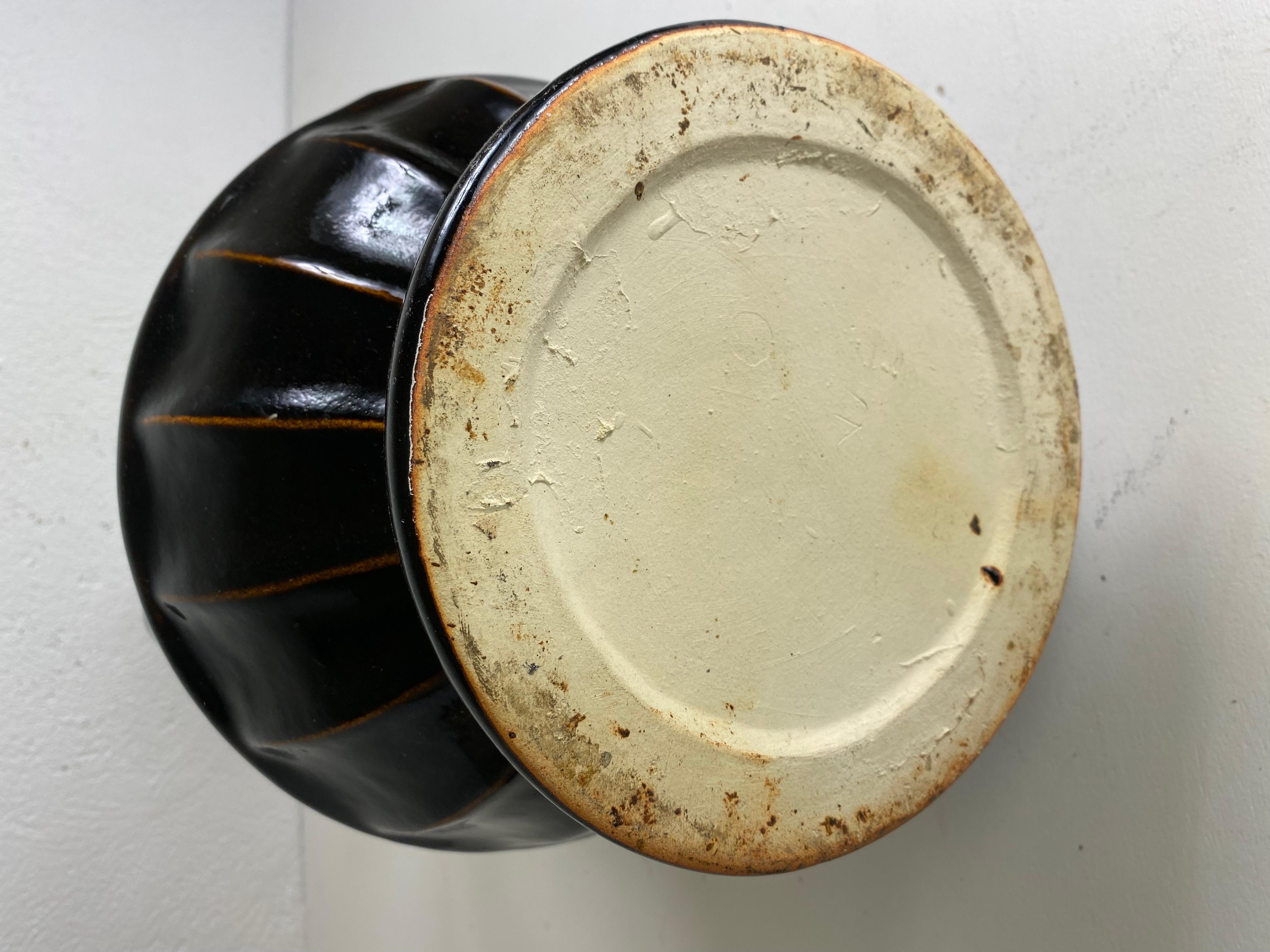 Mid-Century Modern Large mid century vintage espresso brown pottery vase. For Sale