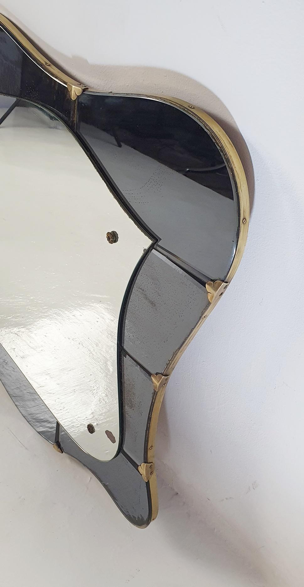 Large Mid-Century Wall Mirror Mirror, Italy For Sale 7