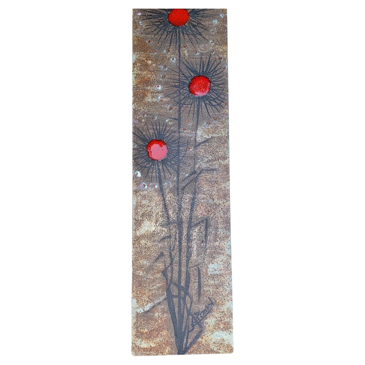 Large Mid-Century Ceramic Wall Plaque Flowers Picard Vallauris  In Good Condition For Sale In Austin, TX
