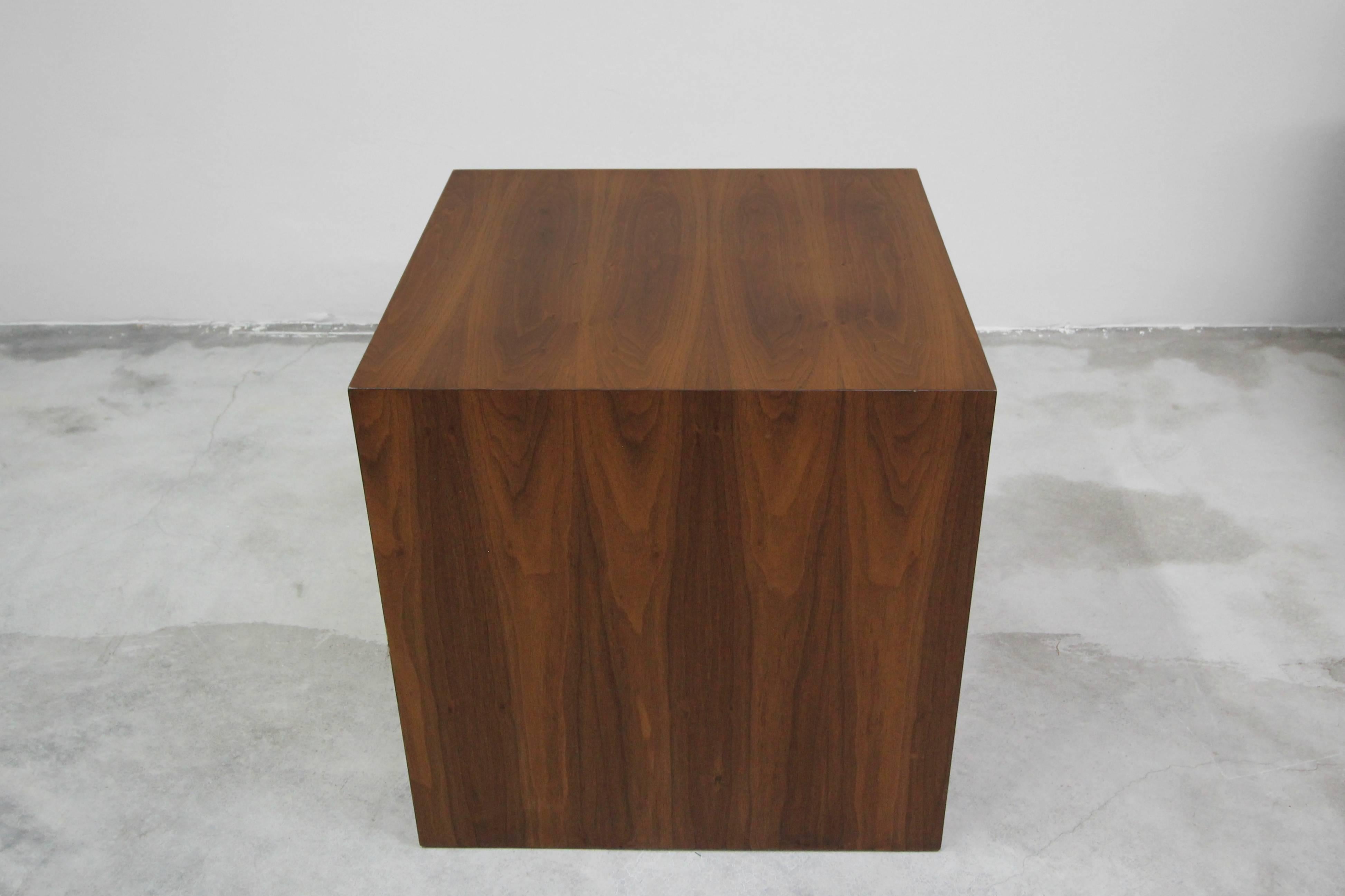 Mid-Century Modern Large Midcentury Walnut Cube Table Pedestal by Dunbar