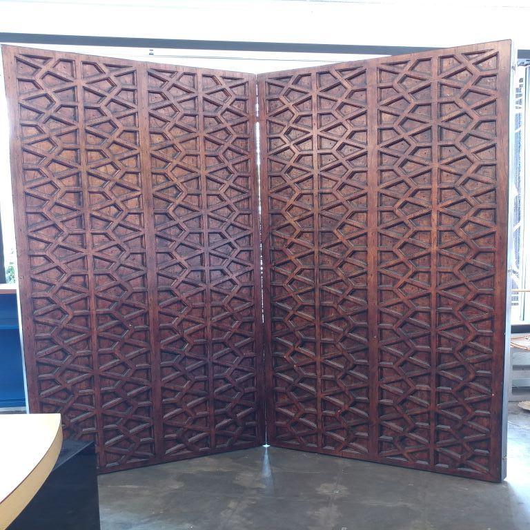 Large Midcentury Walnut Screen or Room Divider 3