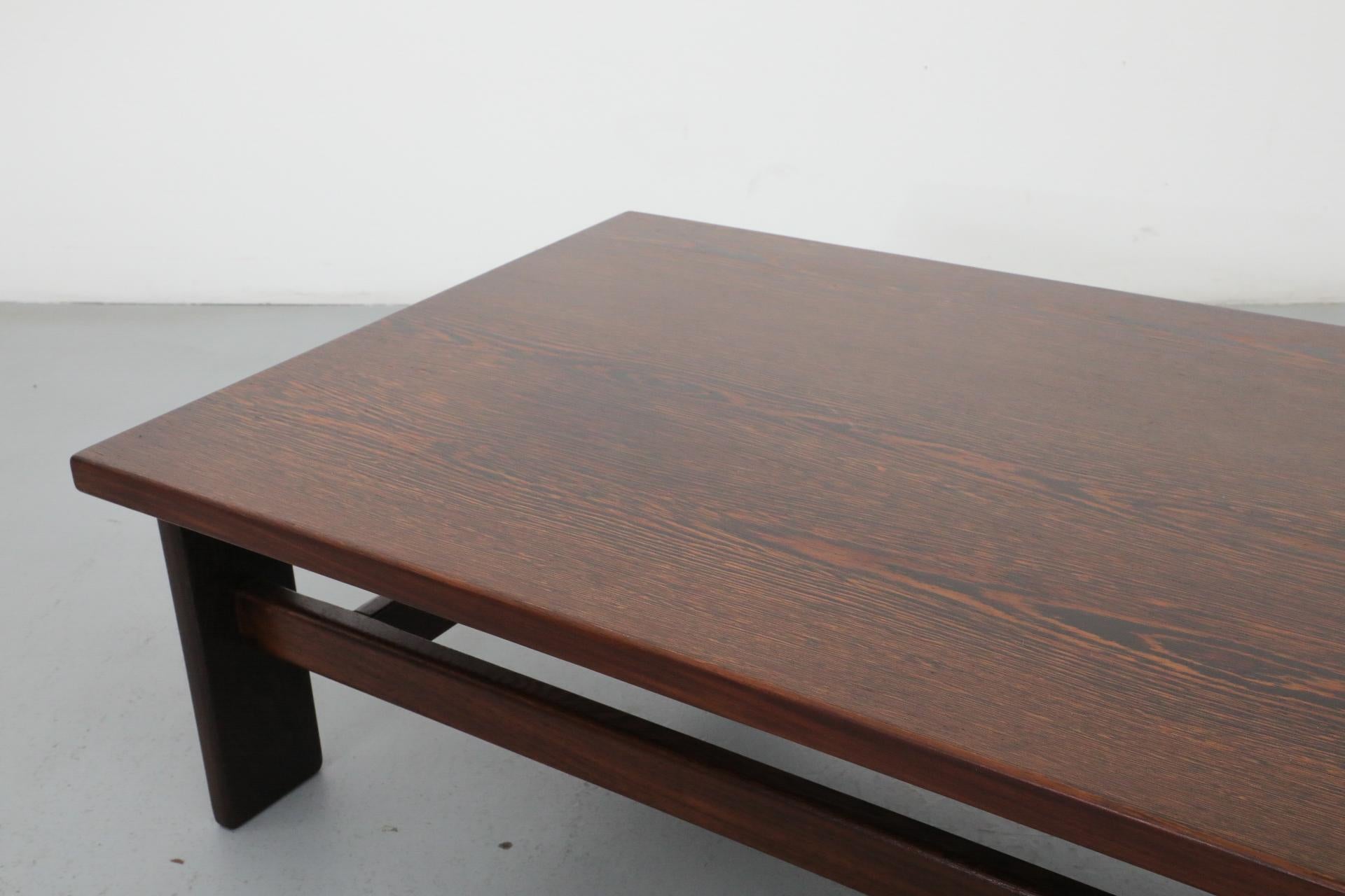 Large Mid-Century Wenge Coffee Table with Asymmetrical Legs by Martin Visser 4