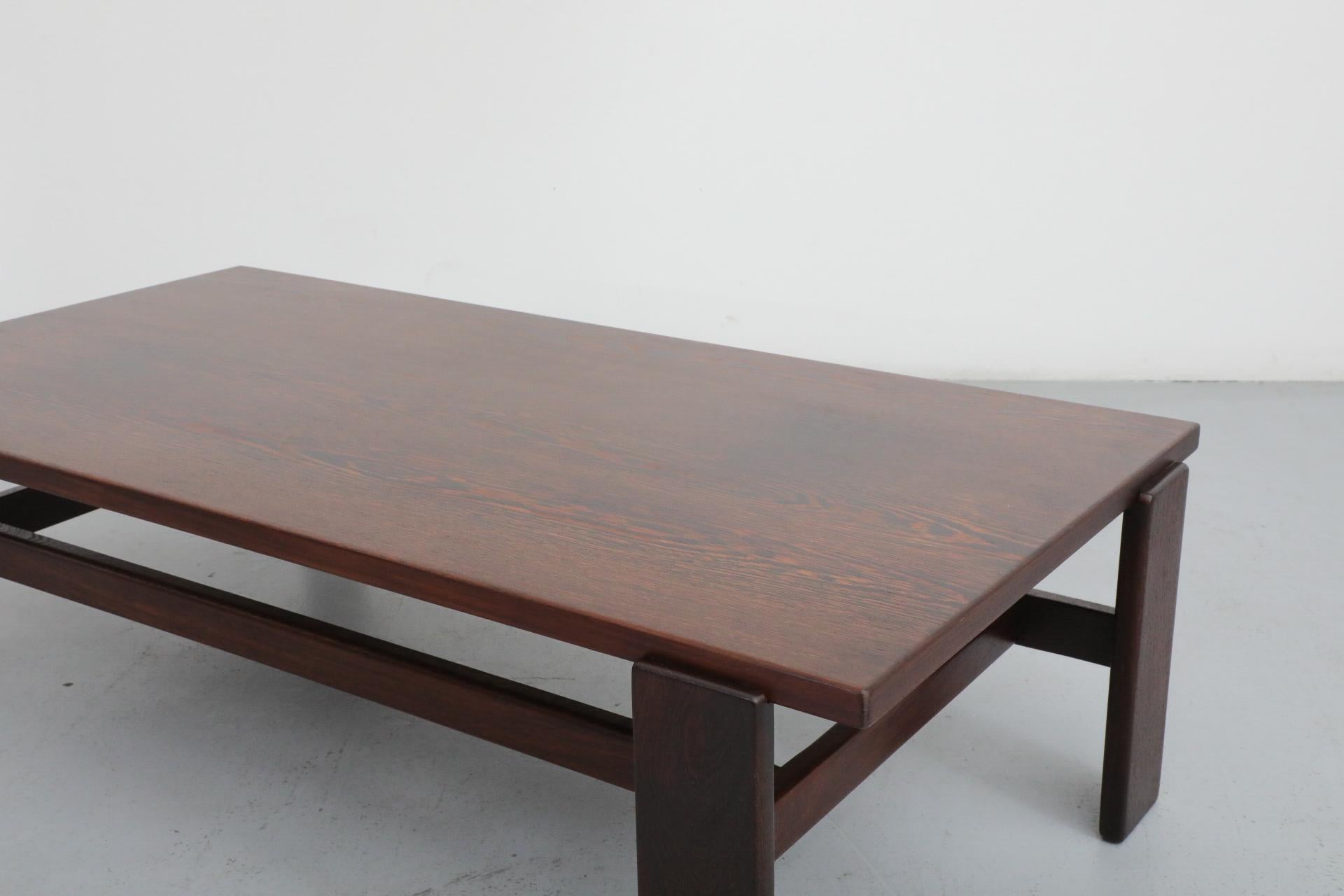Large Mid-Century Wenge Coffee Table with Asymmetrical Legs by Martin Visser 5