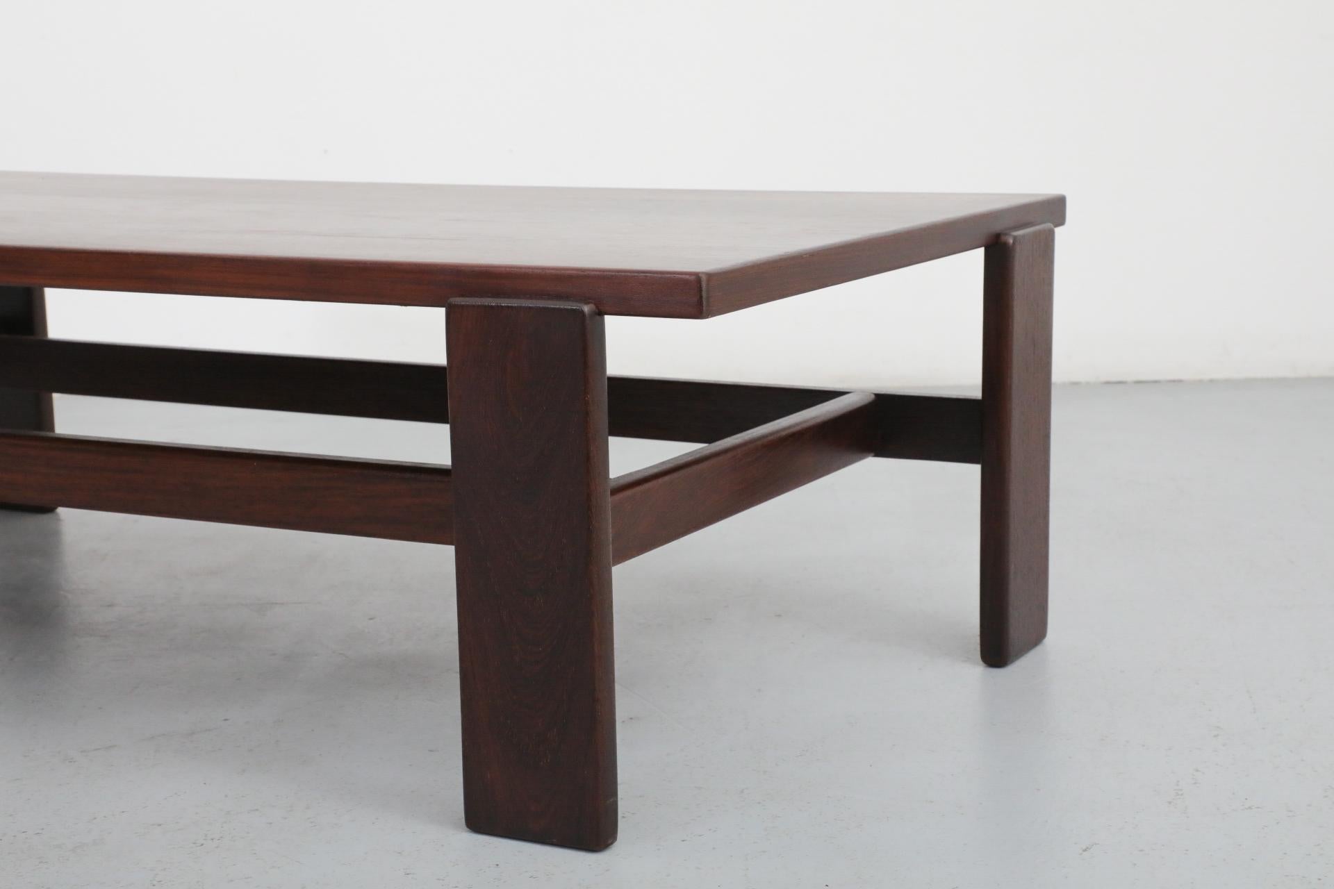 Large Mid-Century Wenge Coffee Table with Asymmetrical Legs by Martin Visser 8