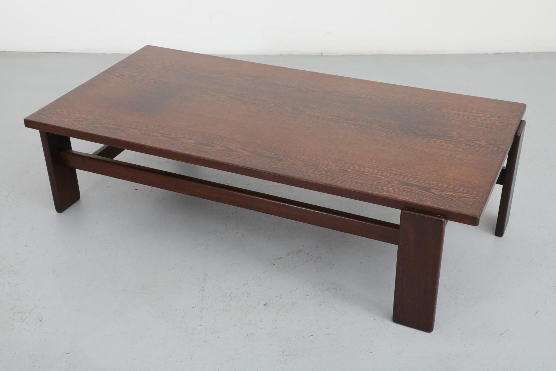 Mid-Century Modern Large Mid-Century Wenge Coffee Table with Asymmetrical Legs by Martin Visser